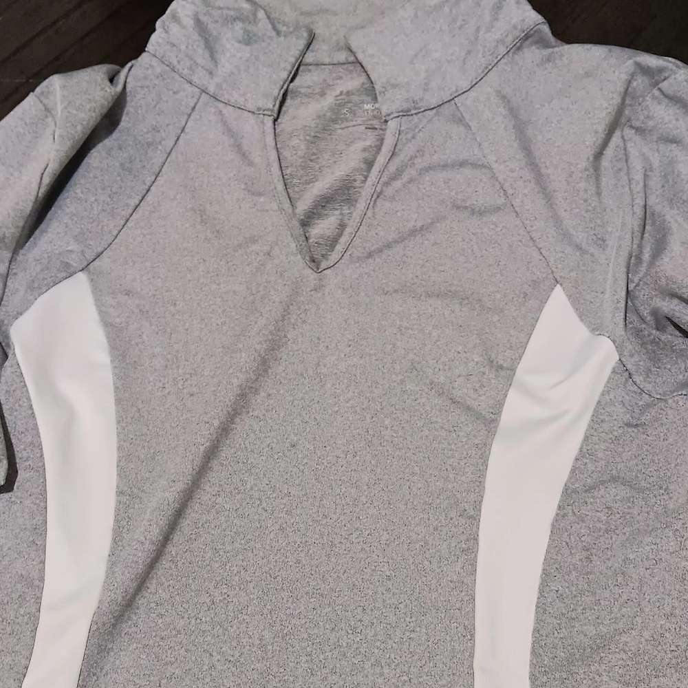 Gray and White Athletic Pullover